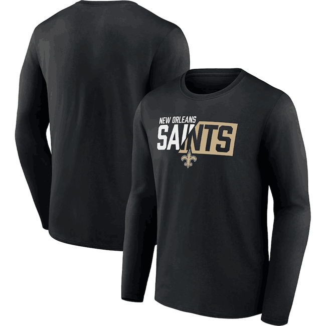 Men's New Orleans Saints Black One Two Long Sleeve T-Shirt